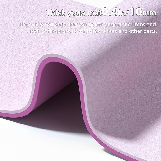 Yoga Mat Thick(10mm) Exercise Mat Non Slip Anti-tear,72"x35" Extra Large Pilates Mats for Home Workouts, Gym & Floor Stretching with Carrier Strap