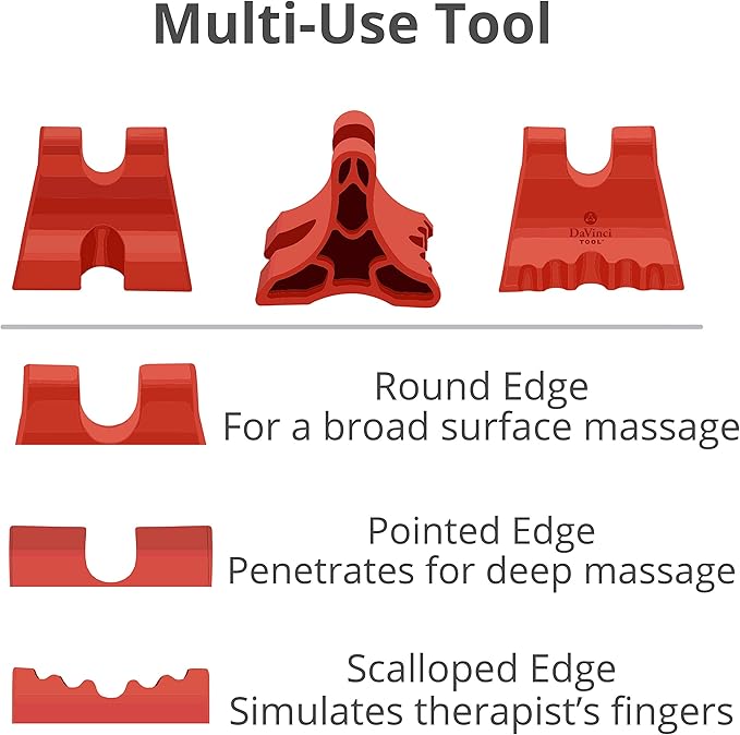 Body Back Davinci Tool (Red) -USA Made- Hard Rubber Neck Tension Relief & Pressure Point Massage Tool - Occipital Release Tool - Cervical Traction Device- Suboccipital Release Device - Neck Stretcher