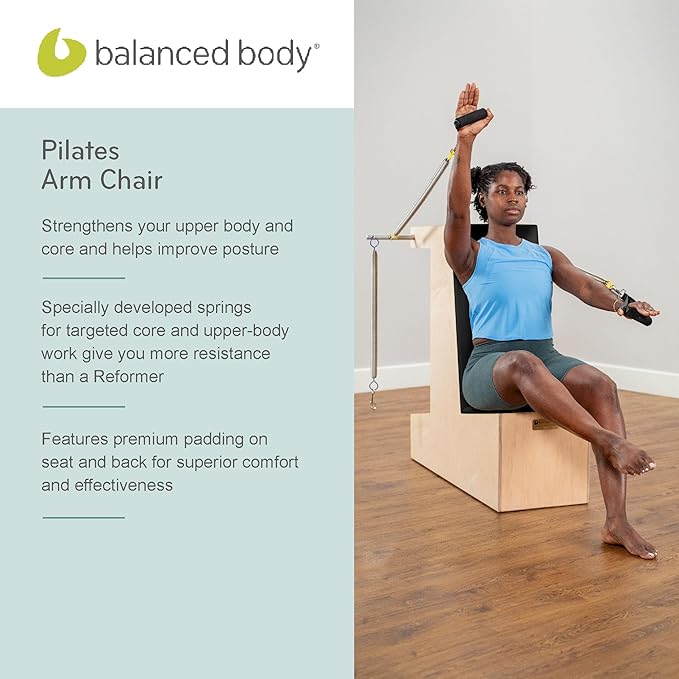 Balanced Body Pilates Arm Chair, Pilates Exercise Equipment, Lower and Upper Body Workout Equipment, Pilates Posture Chair, Exercise Chair for Home Gym or Pilates Studio Use