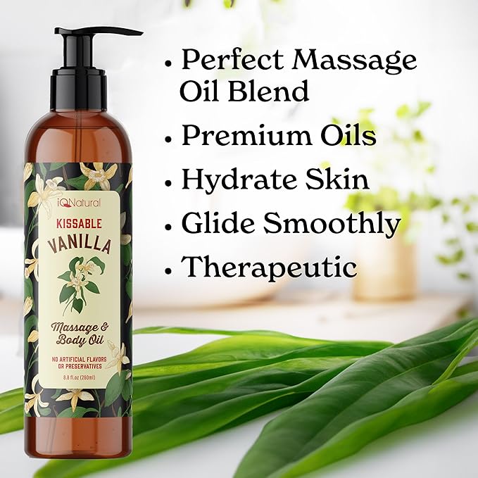 Fractionated Coconut Oil for Skin, Edible Massage Oils for Date Night, Oil for Massage Therapy, BodyOil for Intimacy, Sensual Massage, Warming Massage Oils for Date Night Heat Edible - 8oz