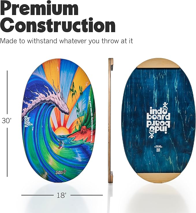 The Original Indo Board - Balance Board Trainer for Core Strength, Stability & Athletic Performance - Surfing, Skateboarding, Snowboarding, Yoga, Physical Therapy & More. Includes Board and Cushion - ROLLER NOT INCLUDED.