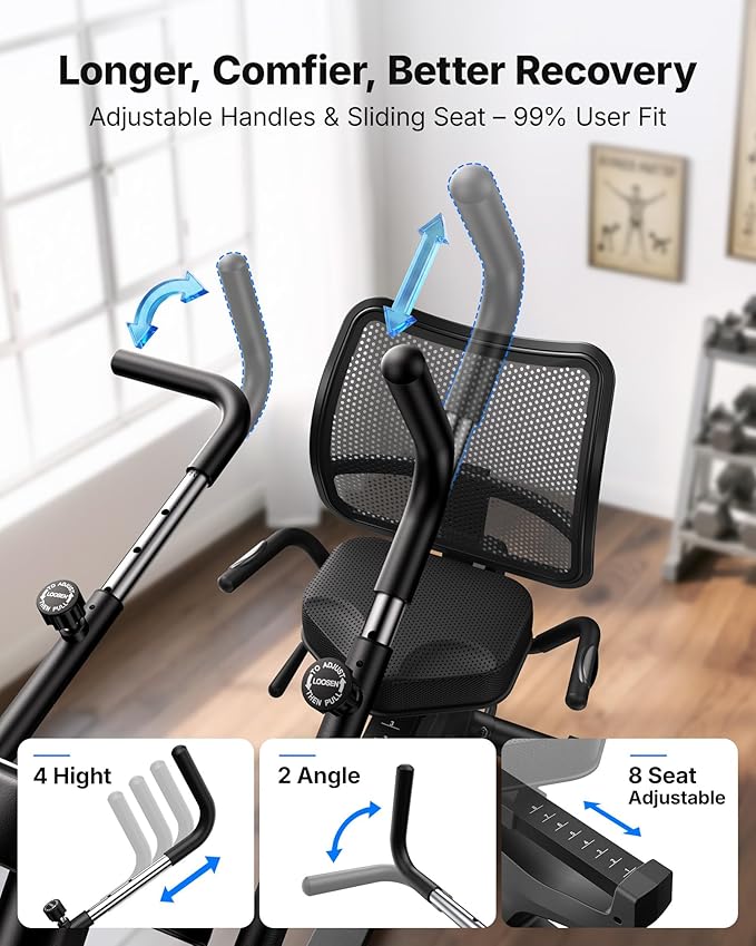 MERACH Recumbent Exercise Bikes for home, Light Commercial High-end Recumbent Bike for Seniors Adults, Magnetic Recumbent Exercise Bike with Smart Bluetooth and Exclusive App, LCD, Heart Rate Handle