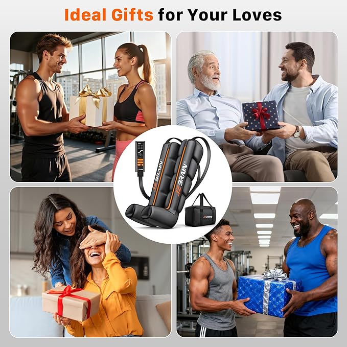 Air Compression Leg Recovery Boots : Sequential Full Leg Compression Massager System for Muscle Relaxation & Relief - 11 Intensity 6 Modes 3 Heat for Athletes & Gym (Large)