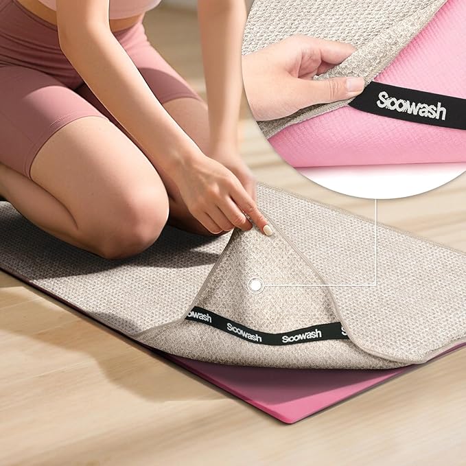 Hot Yoga Towel,Microfiber Yoga Mat Towels Non Slip for Hot Yoga Absorbent Microfiber Sweat Anti-Slip Cover,Bikram,Pilates,Exercise,Fitness 28 inch X 72 inch Beige 2 Pack