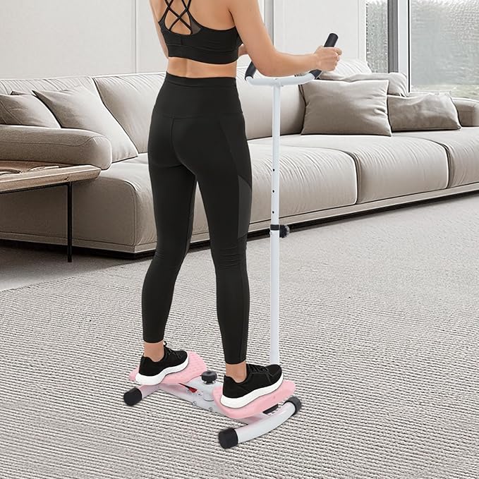 Waist Twister Board, Home-Gym Core Trainer with Handrail & Pull Cords, Noiseless 360° Ab-Twister Platform for Belly-Fat Burn, Strength & Balance Workouts, 330 Lbs Capacity