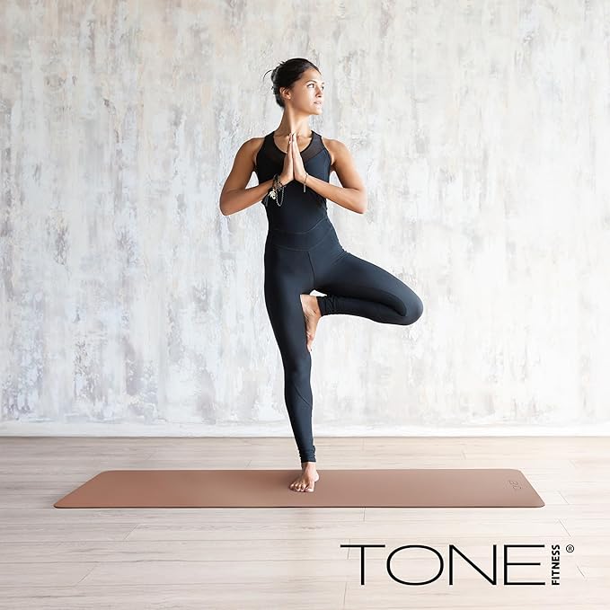 TONE Fitness Yoga Mat 1/4" Thick Non Slip Exercise & Pilates Mat for Home Workouts with Carrying Strap | Multiple Options