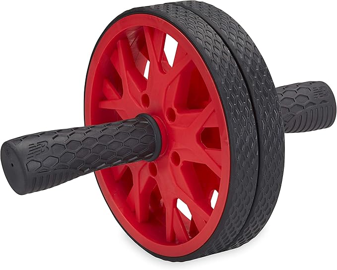 New Balance Ab Wheel - Abdominal Roller Trainer Non Skid Wheels with Sure-Grip Handles, Black/Red