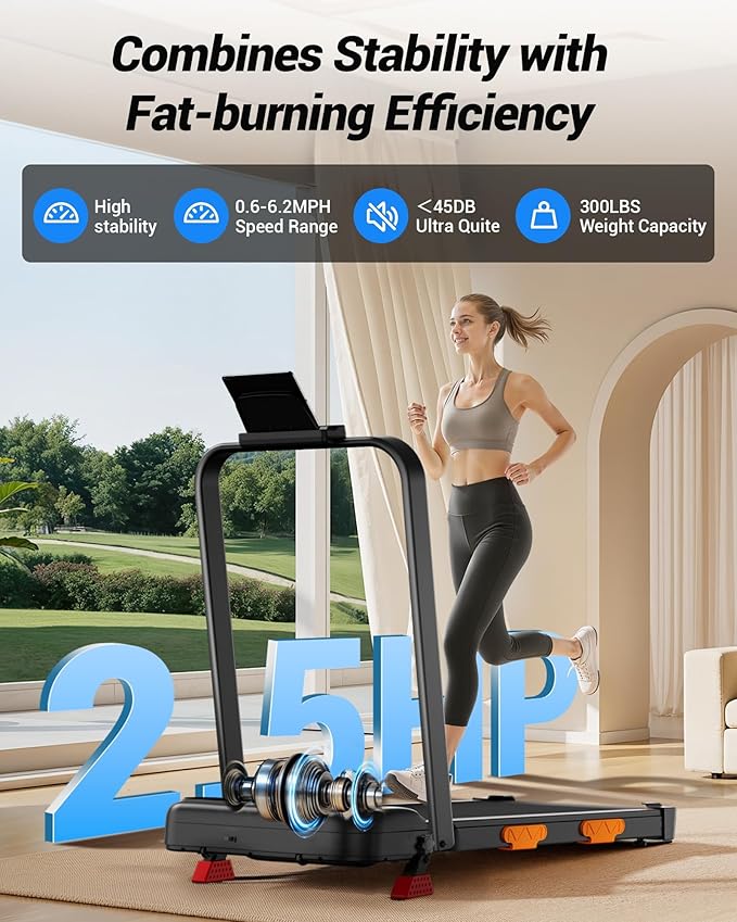 CURSOR FITNESS Walking Pad with 15% Incline 0.6-6.2MPH Foldable Portable Treadmill 2.5HP Compact Walking Pad for Home Small Space 300LBS with Remote Control