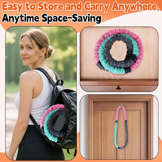 3.4lb Soft Spring Fitness Hoop for Adults, Scientifically Weighted, with Resistance Band, Soft Fabric Padding (Comfort & Protection), Full Body Exercise Equipment for Weight Loss