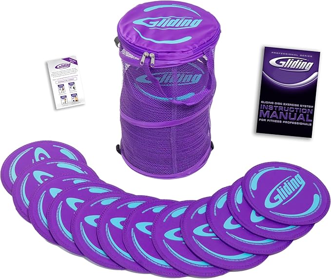 Gliding Exercise Discs: Club Pack for Hardwood Floors (25 Pair, Purple) Workout Sliders in Bulk