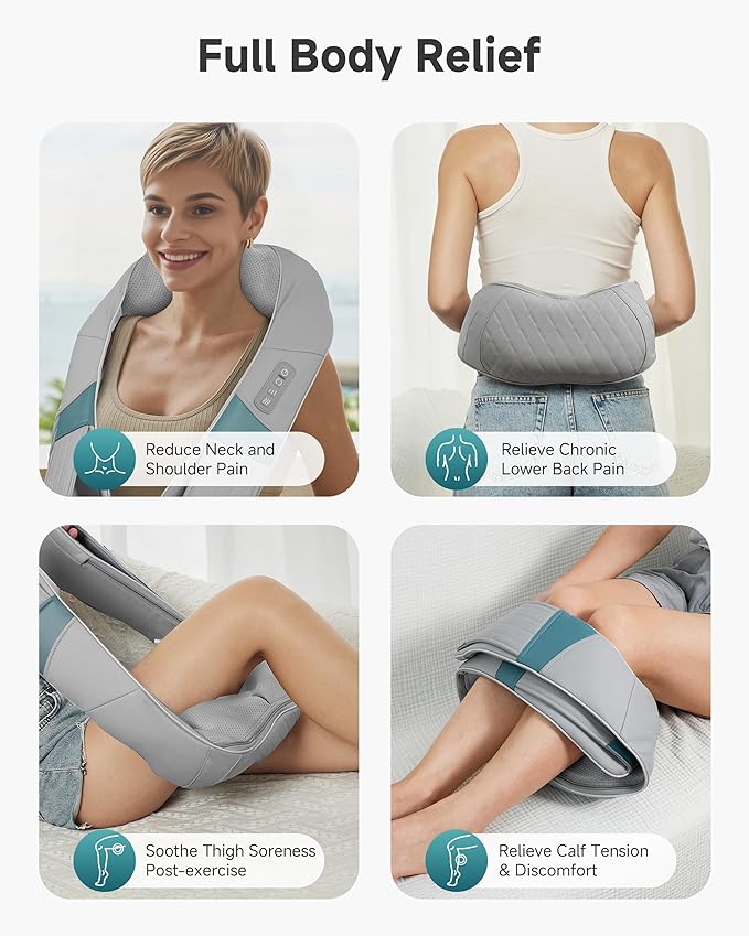 Snailax Cordless Neck Massager with Heat, Rechargeable Shiatsu Neck Back Massager for Pain Relief Deep Tissue, 4D Knead Shoulder Massager Pillow, with Portable Carry Bag, Gifts/Presents for Mom, Dad