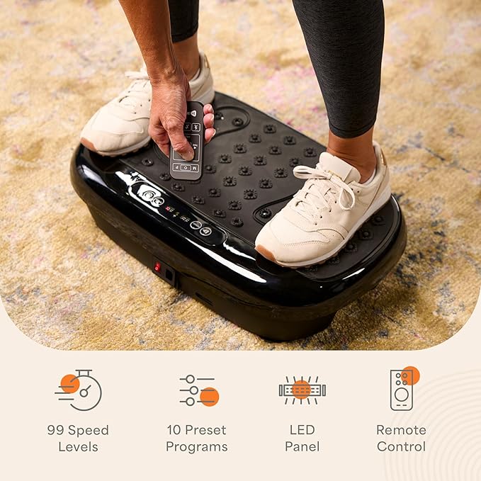 Lifepro HexaPlate Lite Vibration Plate Exercise Machine with Magnetic Acupoints - Full Body Vibration Platform for Beginners and Recovery - Lymphatic Drainage Massager for Muscle Toning and Fitness