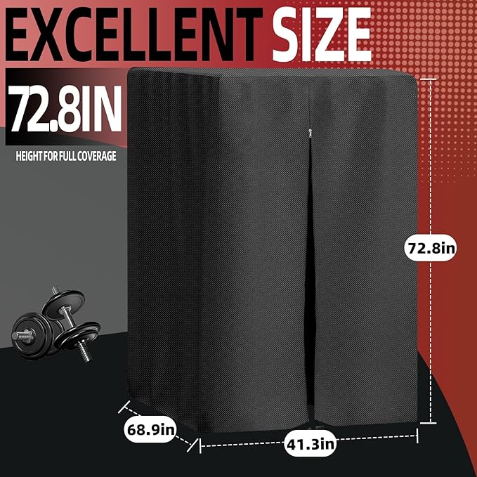 MRWiZMS Protective Cover for Home Gym Set with Waterproof Zipper, Waterproof Cover for Power Tower/Pull Up Dip Station Heavy Duty, 420D Oxford Cloth UV Resistant, Dustproof, Universal
