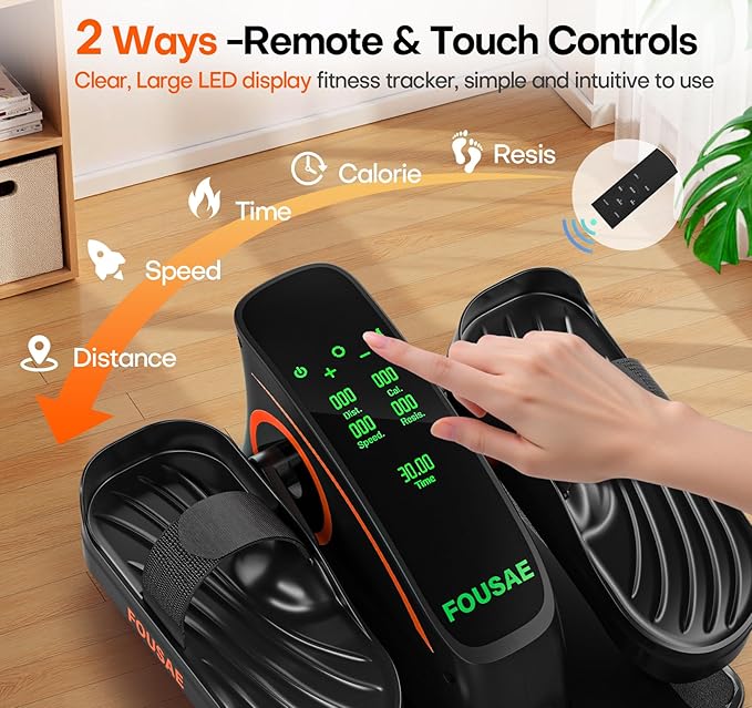 Under Desk Elliptical Machine, Electric Elliptical Leg Exerciser While Sitting for Seniors with Upgraded 15 Speeds & 12 Auto Mode, Forward & Reverse Direction, Quiet Portable Seated Pedal Exerciser