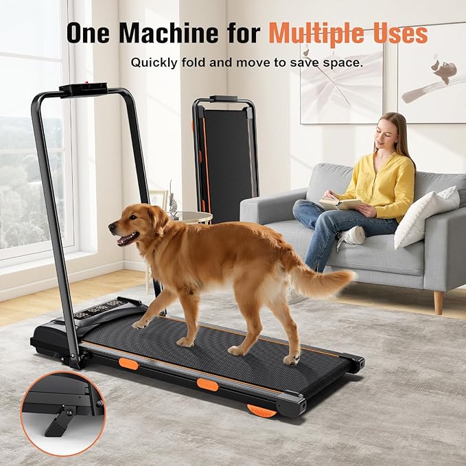 Walking Pad Treadmill with Desk, Foldable Treadmills for Home, Quiet Treadmill with 10% Incline, 300lbs Weight Capacity Walking or Running for Home Office