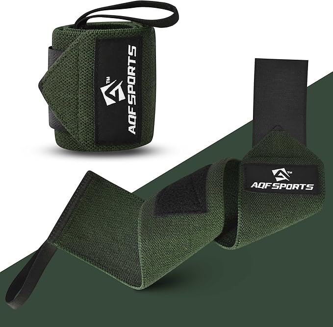 AQF Wrist Wraps for Weightlifting - USPA & IPL Approved 18" Gym Wrist Support with Thumb Loop - Heavy Duty Lifting Wrist Straps for Fitness, Workout, Powerlifting, & Bodybuilding (Pair)