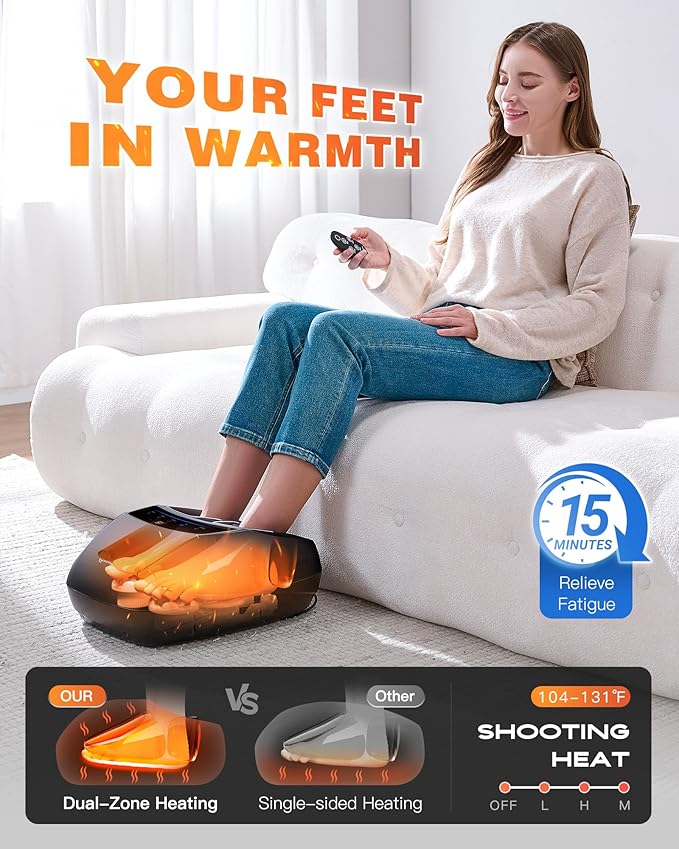 KINGJOY Foot Massager with Heat - Professional Shiatsu Deep Kneading for Neuropathy & Plantar Fasciitis Relief | 2026 Upgraded Model