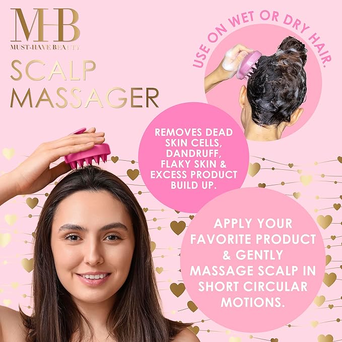 EXPRESSIONS Heart Shaped Scalp Massager Tool for Rejuvenating Scalp and Hair Follicles with Ergonomic Design Silicone Scrubber for Daily Care - Pink