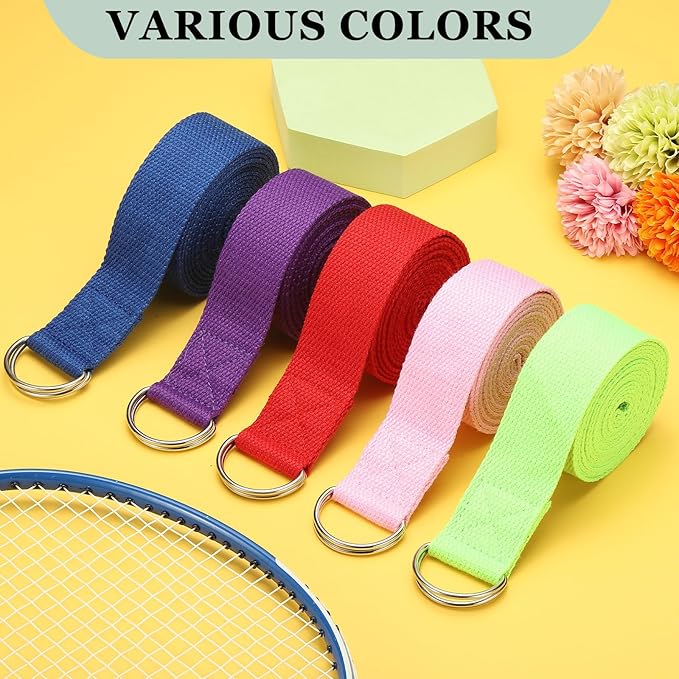 Yoga Strap for Stretching, Athletic Stretch Band with Adjustable Metal D Ring Buckle Yoga Bands