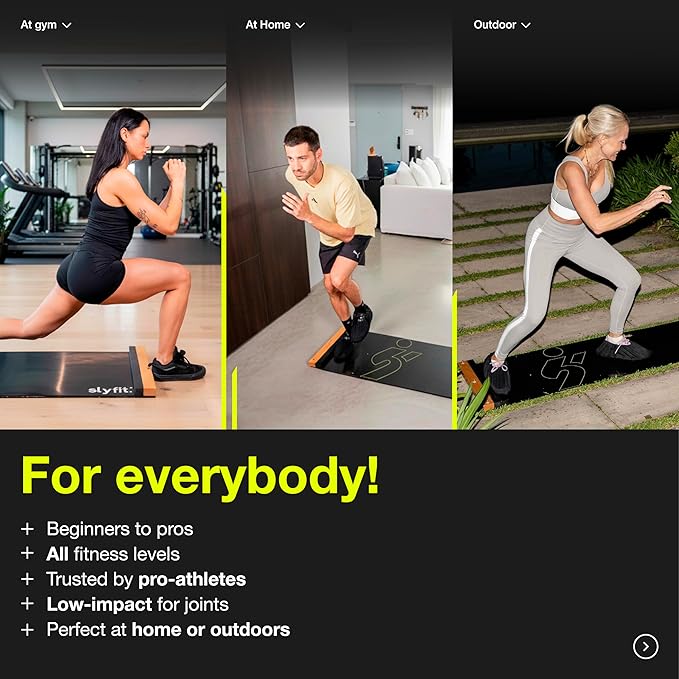 Slyfit Slide Board – Revolutionize Your Workouts: Slide Exercise at Home with Booties for Fitness, for Multi-Sport Training, Core Strength, Flexibility – Low-Impact Durable Home Gym Equipment for Balance and Agility