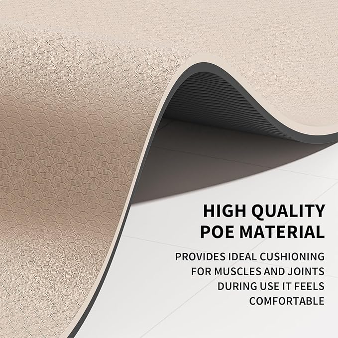Large Yoga Mat (6'x 4') - Extra Long and Wide Workout Mat for Men and Women,Non-Slip POE 0.32''/0.4'' Thick Fitness Mat, Eco-Friendly, Thick Wide Exercise Mat for Home Workouts,Ideal for Yoga and Pilates.