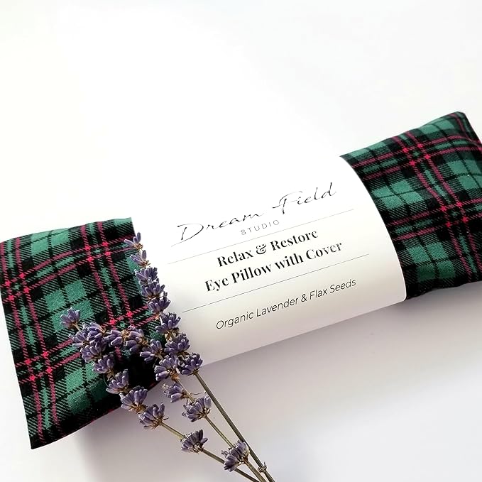 Organic Lavender Eye Pillow – Handcrafted Aromatherapy Eye Mask for Yoga, Meditation & Relaxation – Cotton, Flax Seed Filling, Warm or Cool Comfort | Scottish Plaid