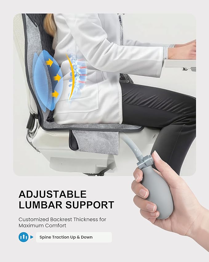 COMFIER Back Massager with Heat, Massage Seat Cushion for Chair with 10 Vibration Motors, Adjustable Lumbar Support,Chair Massager for Office,Recliner,Gifts for Men,Women