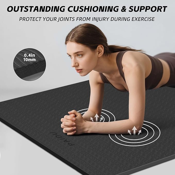 Extra Long Wide Yoga Mat 76"x33"x2/5 Inch - Non Slip Thick Exercise Mat for Home Gym, Yoga, Pilates & Workouts