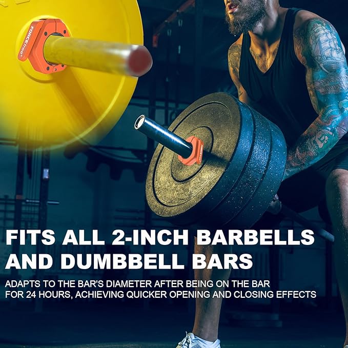 Barbell Clips (Pair), Barbell Clamps, Quick Release Olympic Barbell Clamps with Anti Slip TPR Grip, Barbell Collars for Secure Weightlifting & Powerlifting