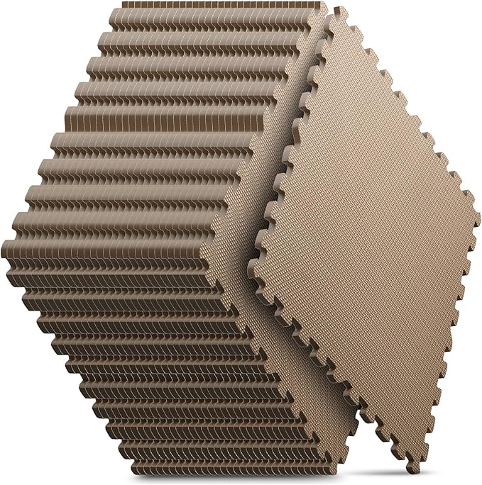 32 Pack Home Gym Mat, Puzzle Exercise Mat, EVA Interlocking Foam Floor Tiles for Home Workout Equipment and Kids' Play Areas - Blue, 24 in x 24 in x ½ in - (Brown, 32 Pack(128 SQ FT))