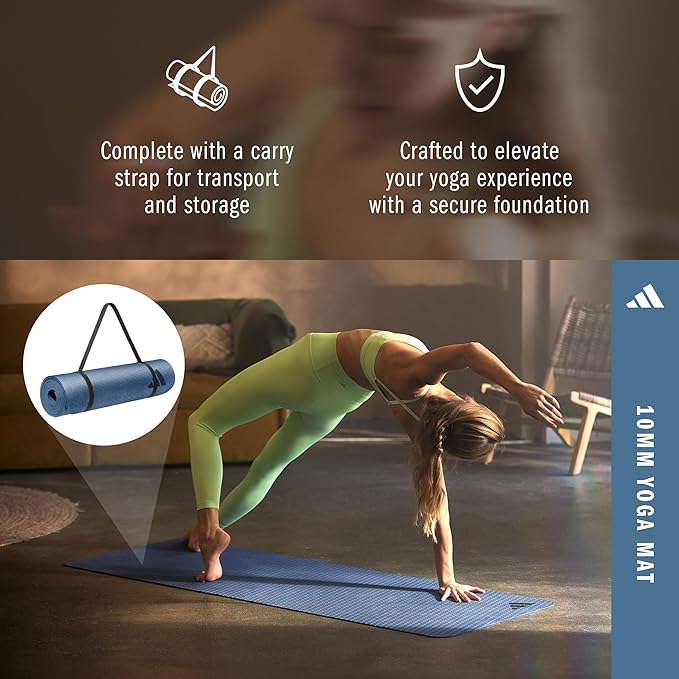 adidas Yoga Mat - Eco Friendly - Non Slip, Durable Textured Surface
