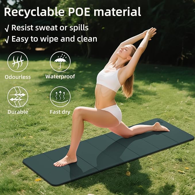 1/2 Inch Extra Thick Yoga Mat Pilates Equipment, 70"x24" Odorless Workout Mats for Home Gym, Non-slip Exercise Mats for Women Men Home Workout, Foldable Yoga Mats for Travel Camping Sleeping