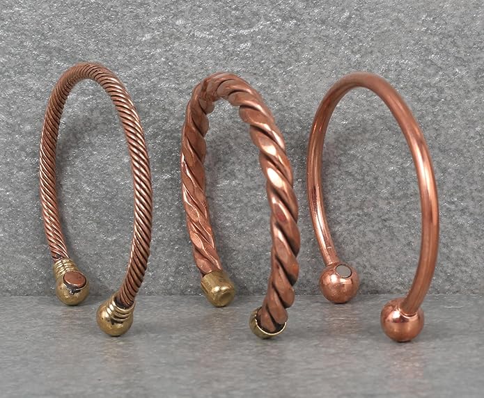 Copper Bracelet Tibetan Style. Hand Forged with Solid and High Gauge Copper Jewelry Cuff for Women Men. Combo of Different Designs