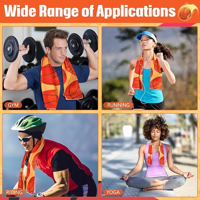 12 Pcs Cooling Towel Baseball Football Basketball Breathable Chilly Softball Soccer Ice Towel, 40"x12" Tennis Microfiber Accessories for Player