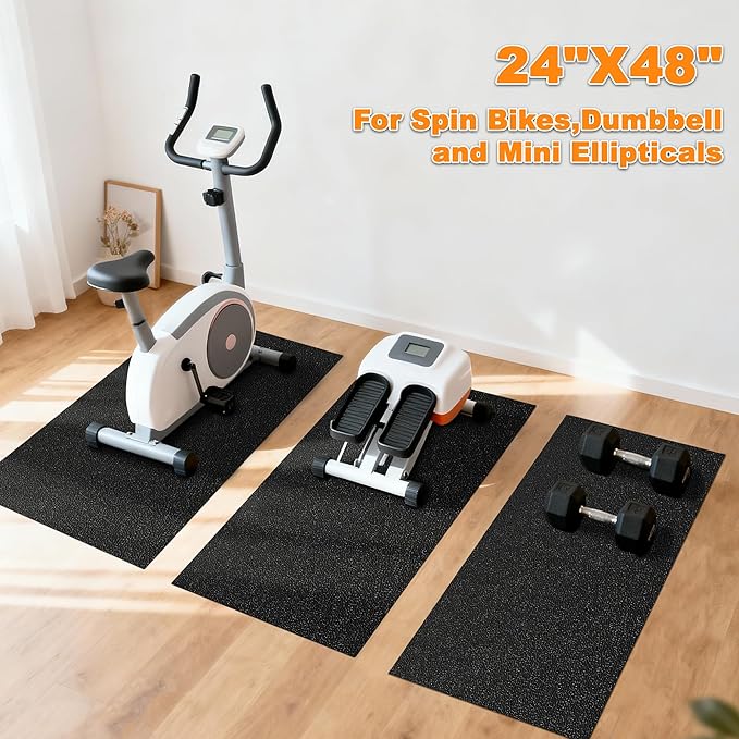 Fitvids Treadmill Mat 1/4" Thick Non-Slip Gym Mats Floor Protection Pad Compatible for Treadmills,Elliptical,Exercise Bikes,Stationary Cycles and Accessories