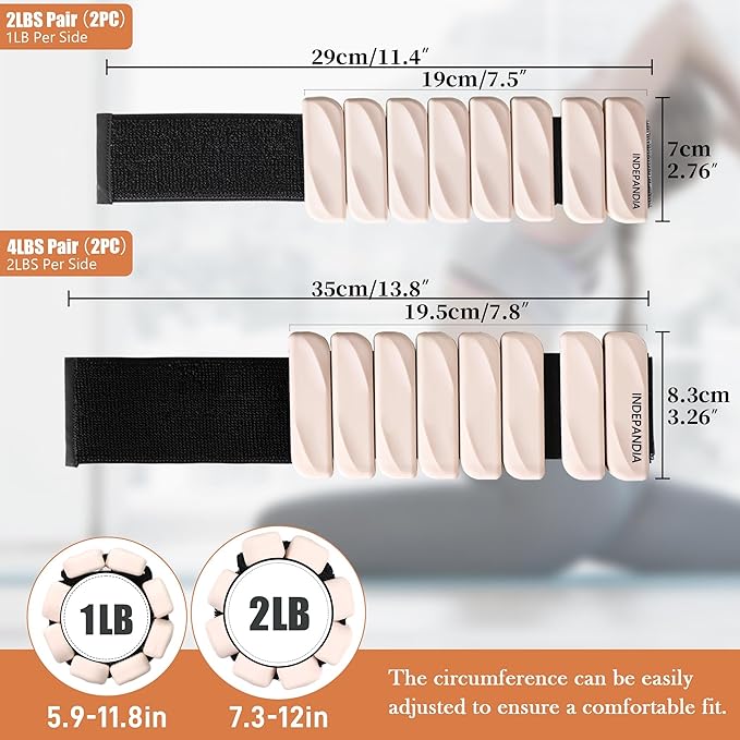 Wrist & Ankle Weights for Women and Men, 2lbs/4lbs Pairs Adjustable Silicone Weighted Bangles for Arm & Leg Workouts, Perfect for Pilates, Barre, Yoga, Walking & Home Fitness 24055