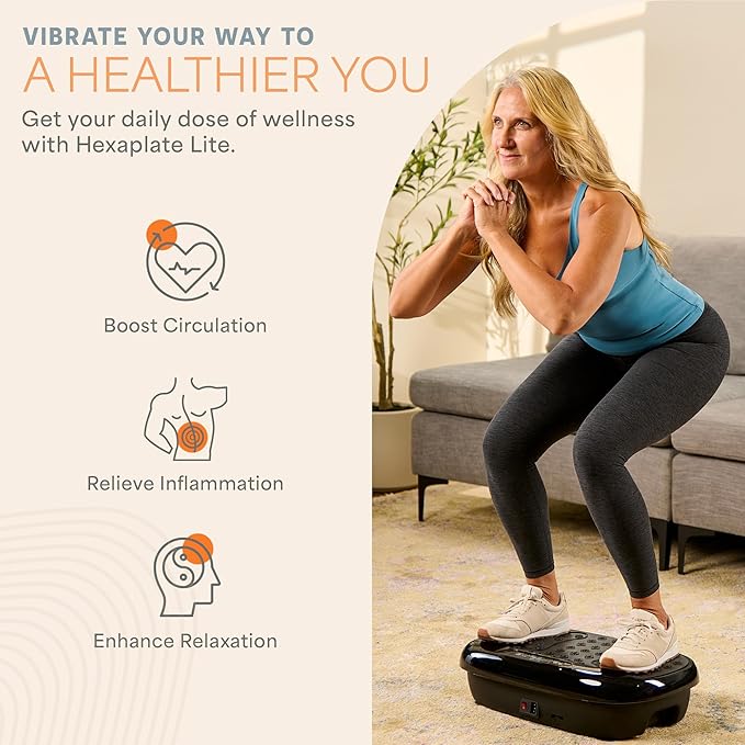 Lifepro HexaPlate Lite Vibration Plate Exercise Machine with Magnetic Acupoints - Full Body Vibration Platform for Beginners and Recovery - Lymphatic Drainage Massager for Muscle Toning and Fitness