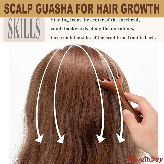 Scalp Massage Tool, Head Massager Scalp, Massage Comb for Gua Sha, Wooden Foot Massage Tool - 2 Pack
