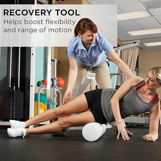 THERABAND Pro Foam Roller, 6" x 36" Round; White Back Roller, Compact 6 Inch Diameter for Deep Tissue Massage, Physical Therapy, Myofascial Release, Core Stabilization