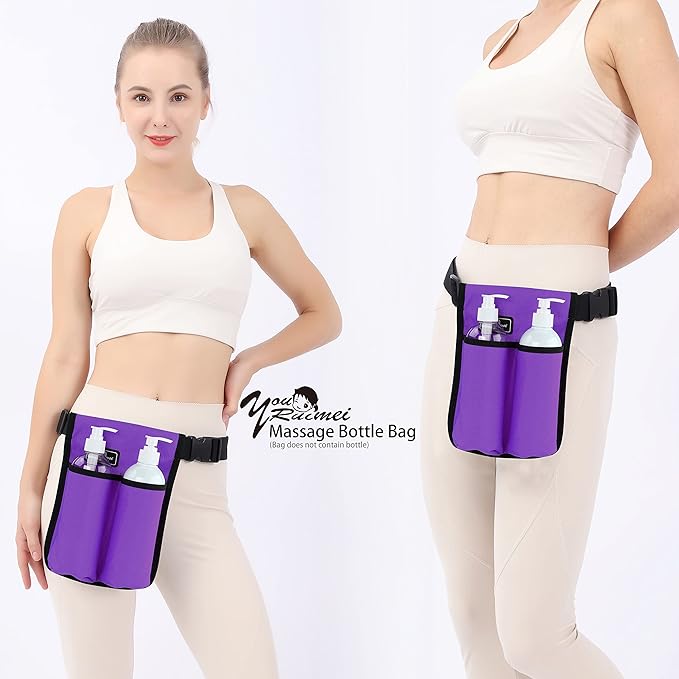 Massage Bottle Bag - Massage Oil Holster for Therapists (Purple)
