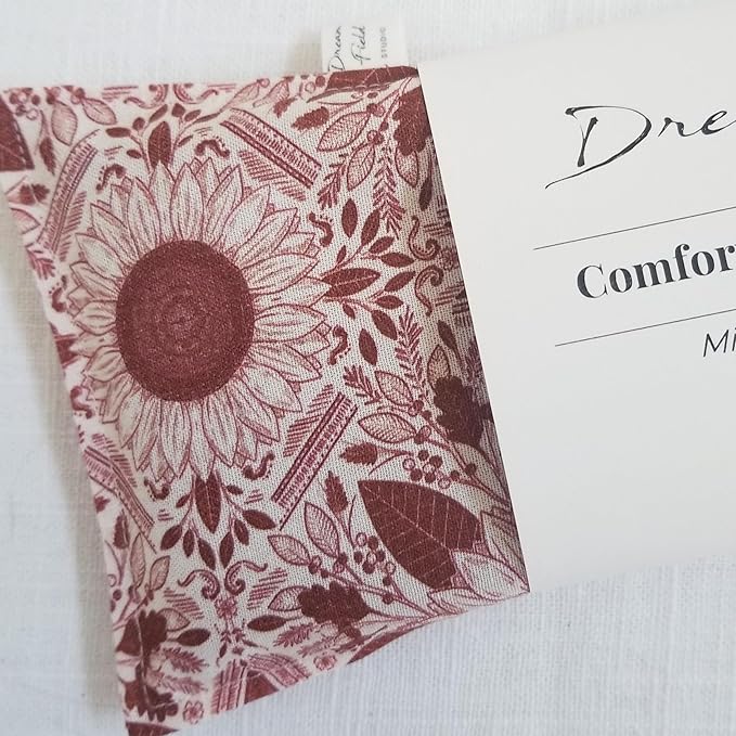 Handmade Mint Eye Pillow – Natural Flax Seed Aromatherapy Mask with Eucalyptus & Peppermint – Hot or Cold Comfort – Relaxation & Self-Care Gift – Small Batch USA Made - Sunflowers