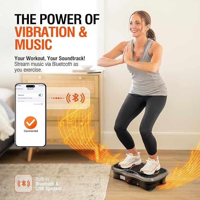 Powerfit Vibration Plate Exercise Machine - Waver Full Body Vibration Platform for Weight Loss & Lymphatic Drainage