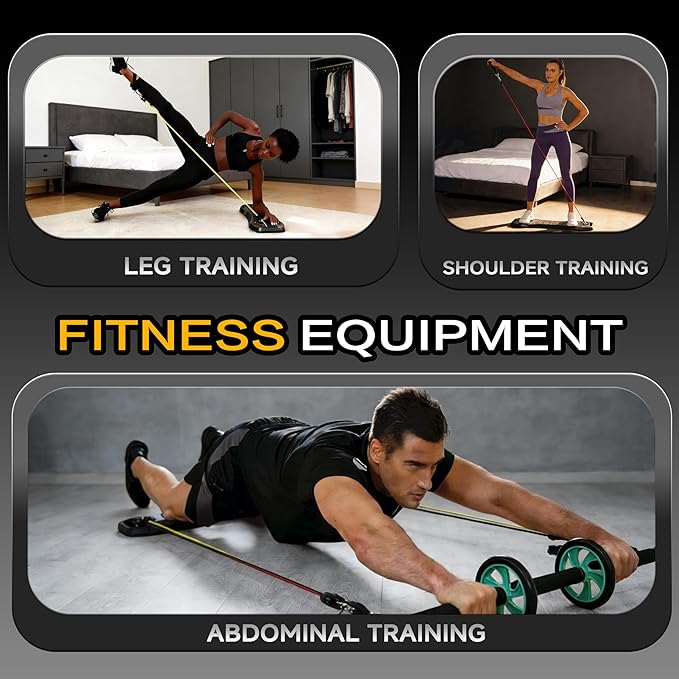 LALAHIGH Push Up Board,36 in 1 Home Gym Equipment with Ab Roller Wheel & Resistance Bands, Portable Foldable Workout Board for Full Body Strength Training Men Women,Gift for Boyfriend