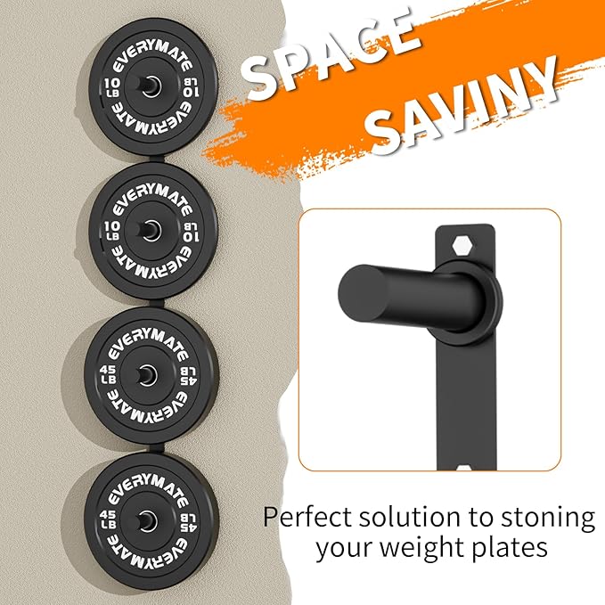EVERYMATE Weight Plate Storage Rack, Olympic Weight Plate Holder, Bumper Plate Storage, Home Gym Organizer