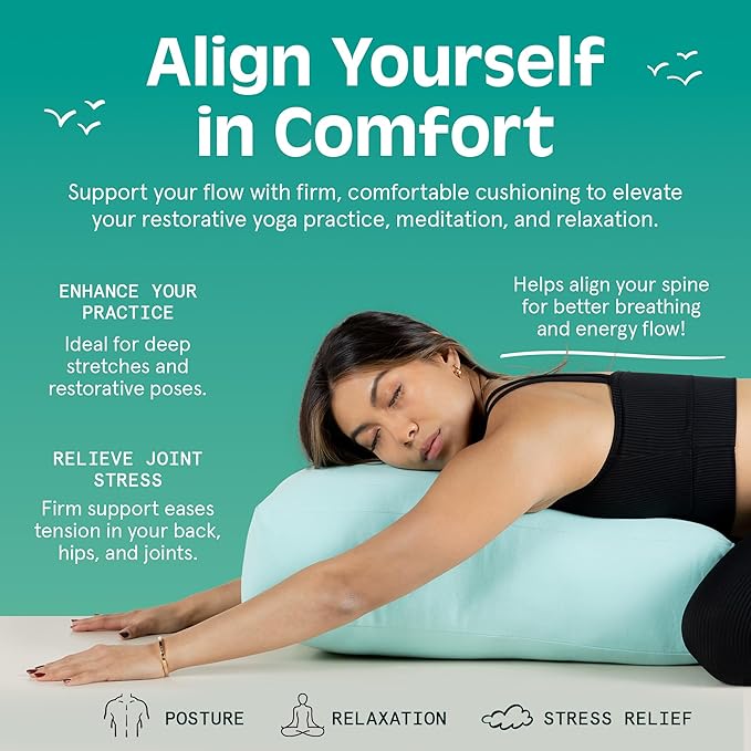 Retrospec Retrospec Sequoia Rectangular Yoga Bolster Pillow - Meditation Cushion for Yoga Practices - Includes Machine Washable 100% Cotton Cover & Durable Carry Handle