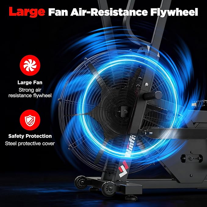 Air Bike,Air-Resistance Exercise Fan Bike With Dual Acction Handlebars for Home Cardio Workout,Adjustable Indoor Cycling Bike,330lb Weight Capacity APP Connection Customizable Monitor