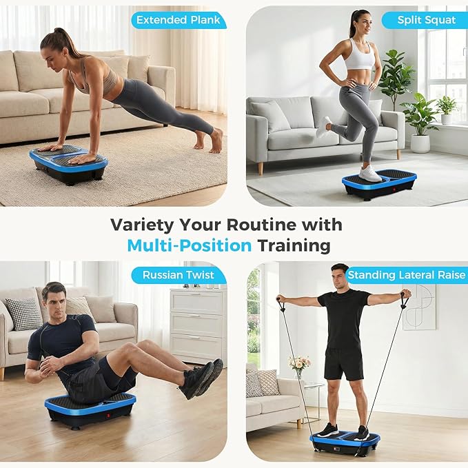 OLIXIS Vibration Plate Exercise Machine with 9 Auto Modes, Full Body Workout Vibrating Platform with LED Touch Screen & Pull Ropes for Weight Loss, Home Gym Fitness Equipment for Women Men