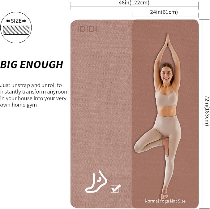 Large Yoga Mat (6'x 4') - Extra Long and Wide Workout Mat for Men and Women,Non-Slip POE 0.32''/0.4'' Thick Fitness Mat, Eco-Friendly, Thick Wide Exercise Mat for Home Workouts,Ideal for Yoga and Pilates.