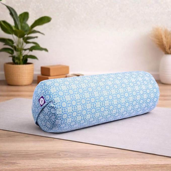 Yogikuti Iyengar Yoga Bolster for Restorative Yoga and Meditation – Lightweight Cotton Support Pillow with Handle for Easy Carry, Versatile for Pose Modification, Balance, Back Relief, and Relaxation