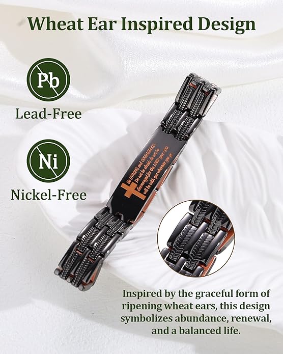 Magnetic Bracelet and Ring Set for Men, 99.99% Pure Copper Jewelry, Adjustable Cross & Celtic Knot Design, Gift for Dad